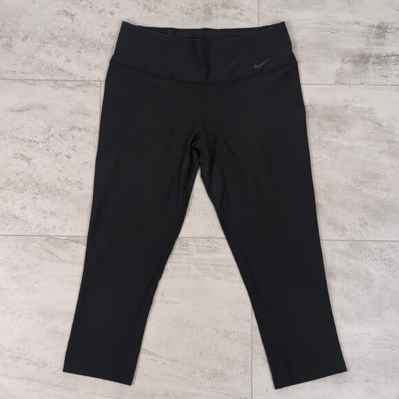 Nike Cropped Leggings Womens Small Black Athletic DriFit Performance Sustainable - Picture 5 of 12